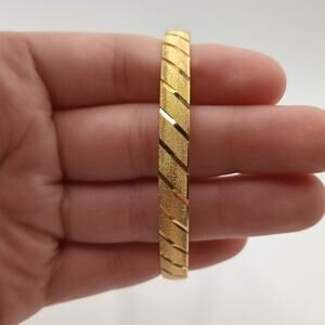 Vintage Monet Gold Tone Textured Bangle Bracelet Monet Size L
